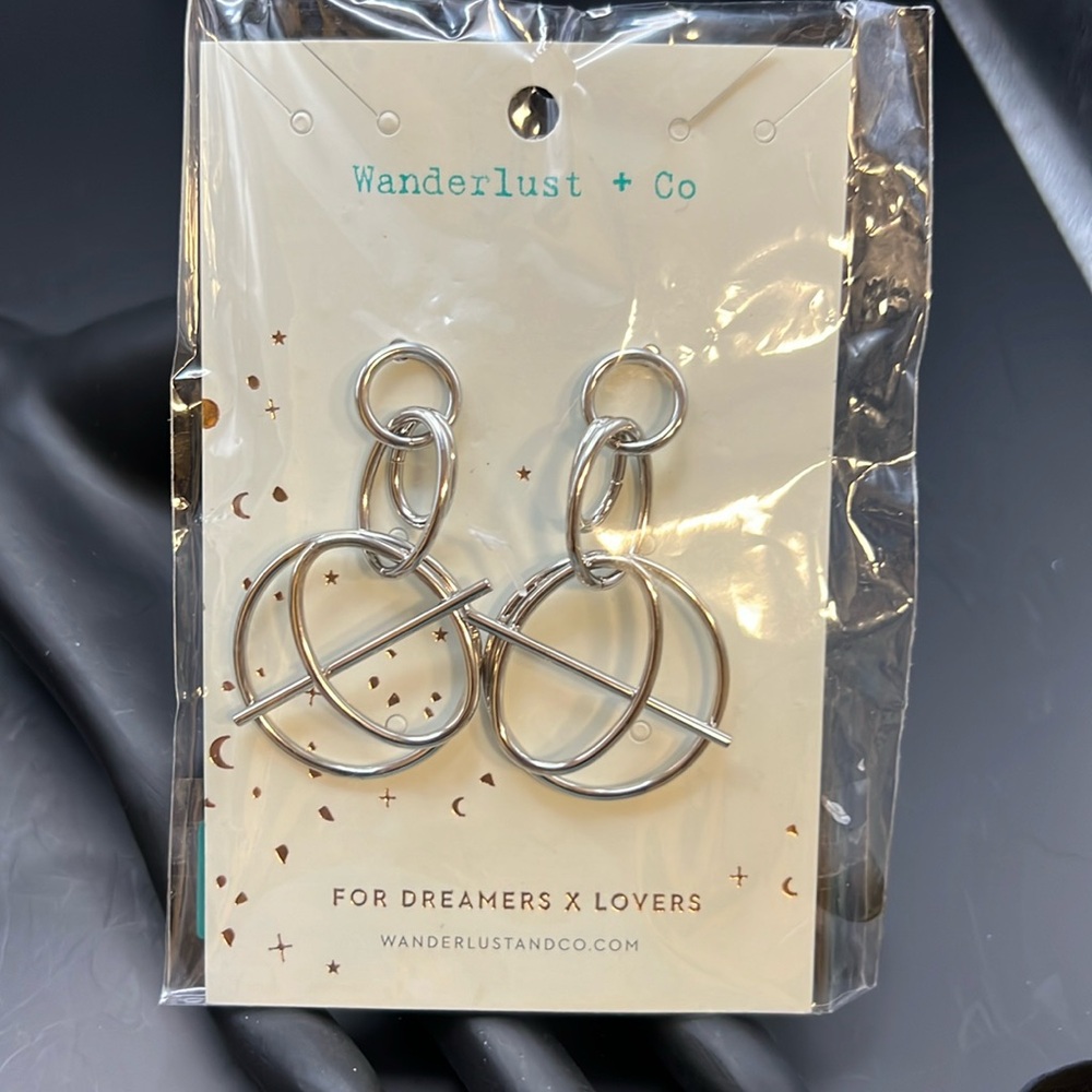 Earrings - “Helix” - silver tone - post - dangle